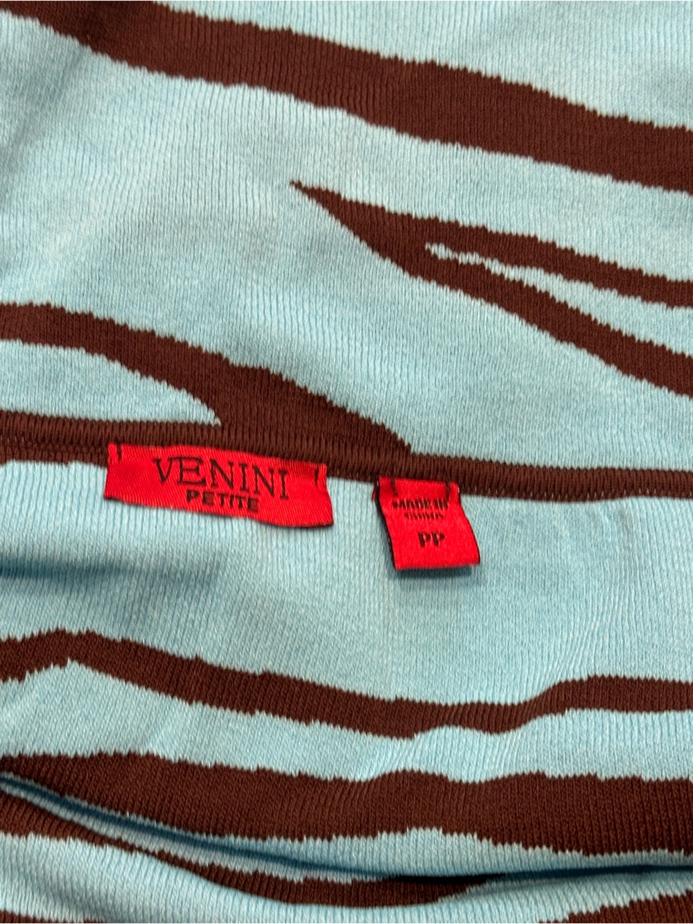 Venini Petite Blue and Brown Y2K Off Shoulder Top Blouse Asymmetrical Size PP - Picture 10 of 11